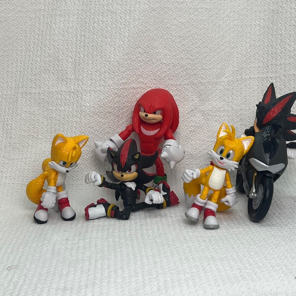 Jakks Pacific Sonic Movie Lot 5 Figures Shadow Motorcycle Tails Knuckles